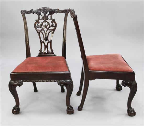 A set of six Chippendale style mahogany dining chairs,